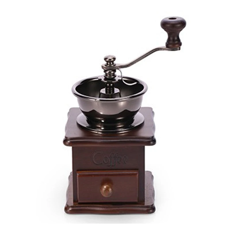 Classical Wooden Manual Coffee Grinder Hand Stainless Steel Retro Coffee Spice Mini Burr Mill With High-quality Ceramic Millston