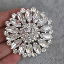 Round Big Size Shape Crystal Sew On Rhinestone With Silver Metal Base Rhinestone Applique For Party Dress Garment accessories