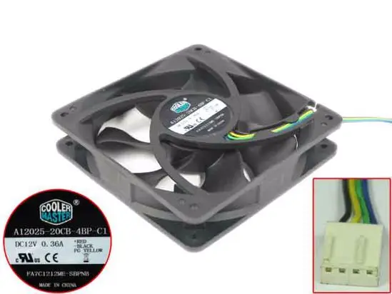 Cooler Master A12025-20CB-4BP-C1 DC 12V 0.36A 120x120x25mm 4-wire Server Cooling Fan