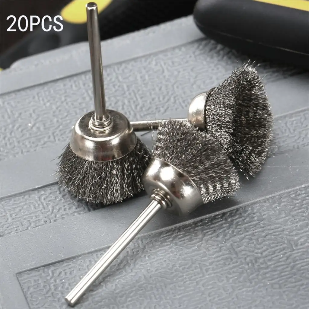 

Arrival 10pcs/lot Stainless Steel Wire Cup Brush Brushes For Dremel Rotary Tools Die Grinder Foredom Rotary Grinder Shank 25 mm