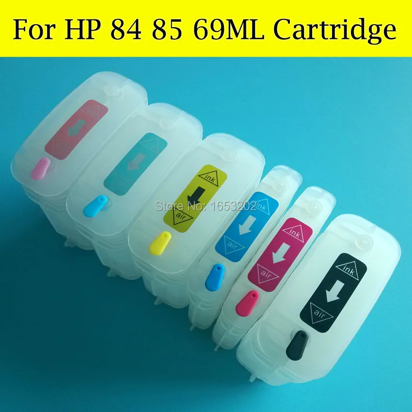 6 Pieces Empty Refill Ink Cartridge For HP 85 HP84 With Chip Used For HP Designjet 90/30/130 Printer