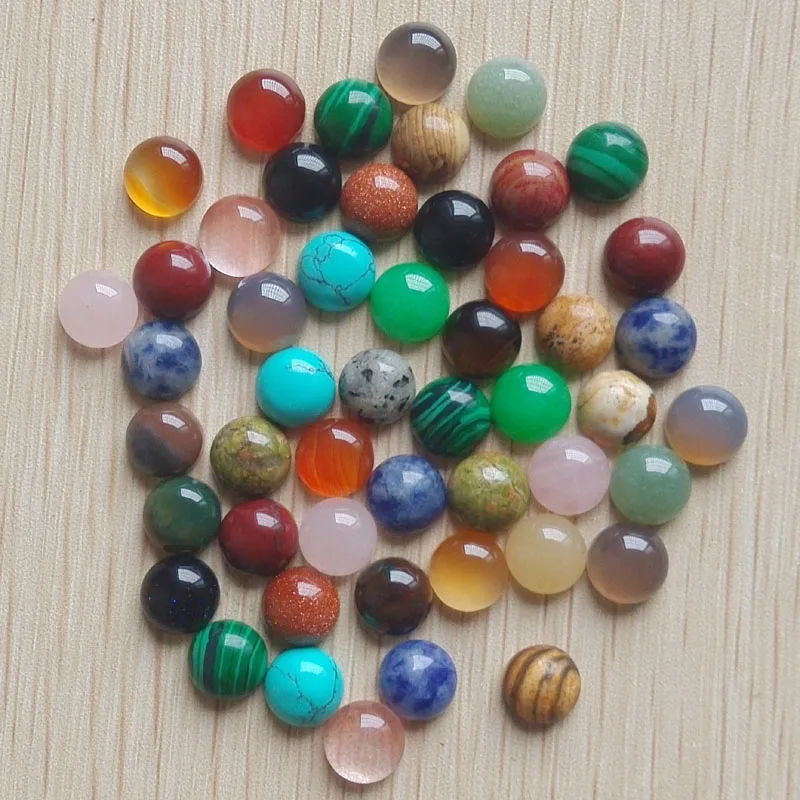 Fashion good quality natural stone mixed round CABOCHON 10mm beads for DIY jewelry Accessories wholesale 50pcs/lot fast shipping