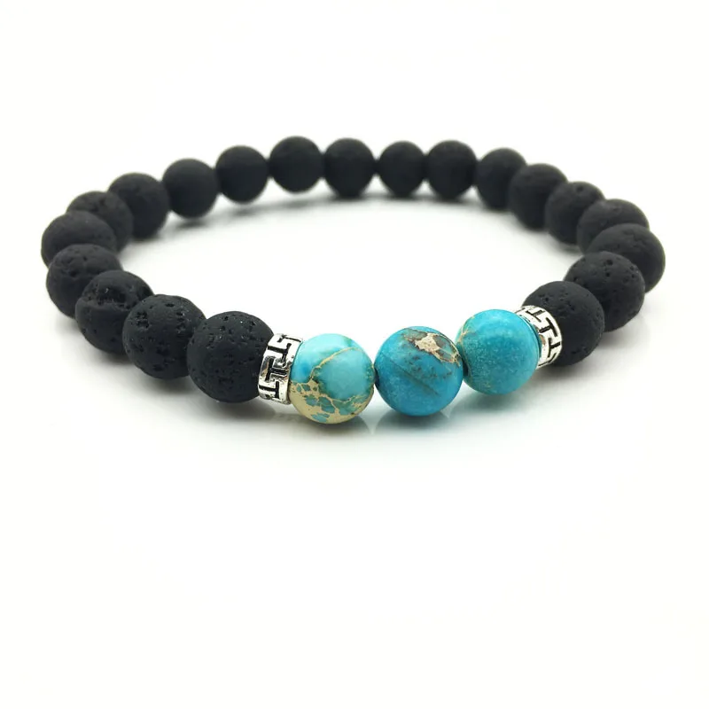 

New Design High Quality Black Lava Stone Jewelry Imperial Beads Stretch women & Mens Energy Yoga Gift Bracelets