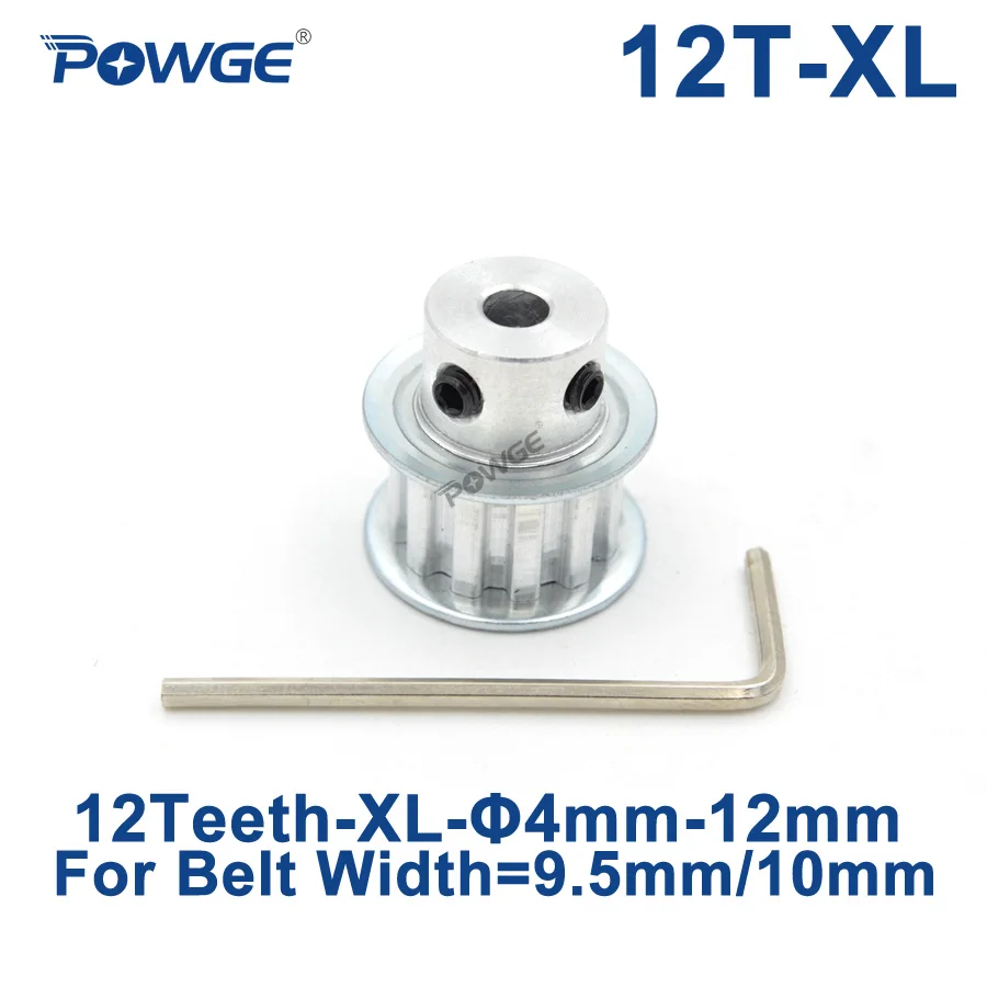 POWGE Inch 12 Teeth XL Timing pulley Bore 4/5/6/6.35/7/8/10/12mm for width 9.5mm XL Synchronous Belt 12-XL-037 BF 12teeth 12T