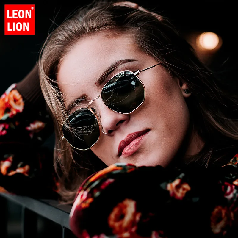 LeonLion Alloy Small Face Glasses Vintage Mirror Reflective Glasses For Men Classic Metal Square Thin Border Sunglasses Women