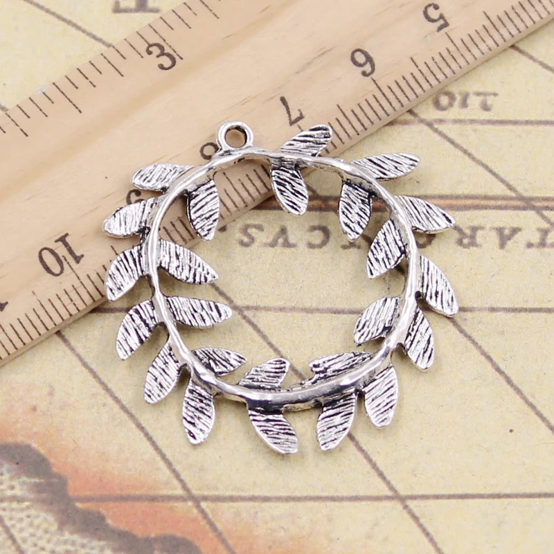 10pcs Charms Olive Branch Wreath 41x36mm Tibetan Bronze Silver Color Pendants Antique Jewelry Making DIY Handmade Craft