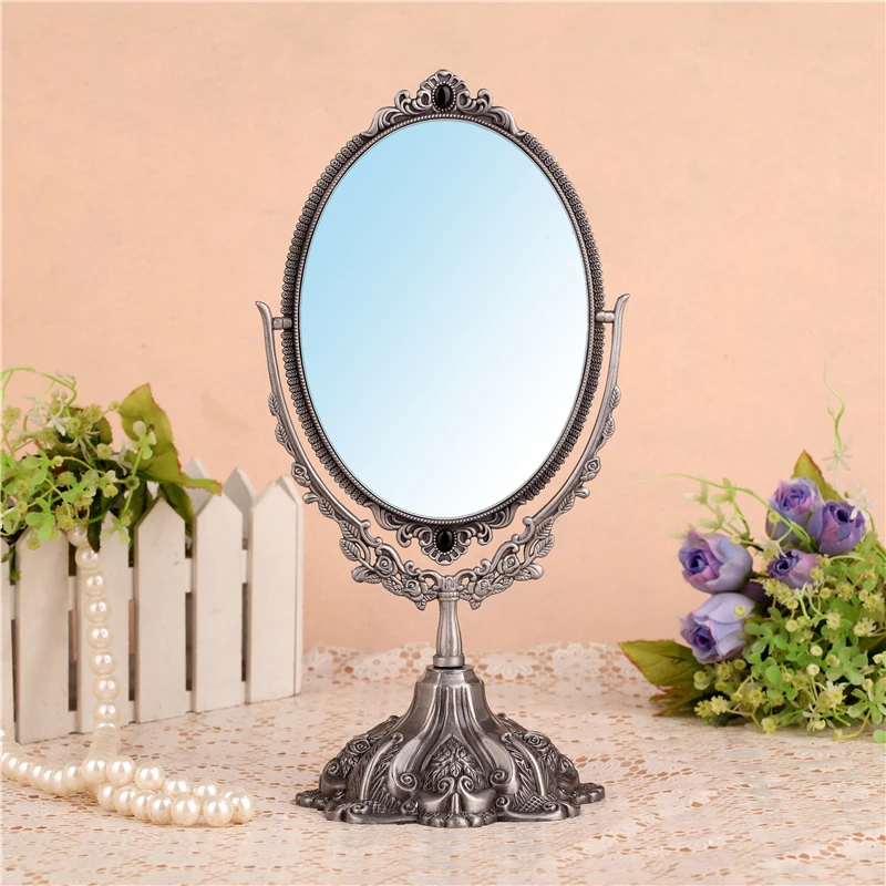 360 degree rotating bronze/silver meatl makeup mirror double vanity mirror with mirror frame decorative framed mirror HZJ001