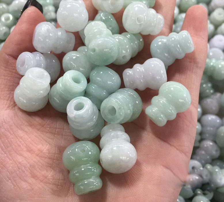 Natural Jadeite A Cargo Bulk ball Natural Ice Text Play One-in-One Santong Fota Road Tong Jadeite Pearl DIY Necklace wholesale