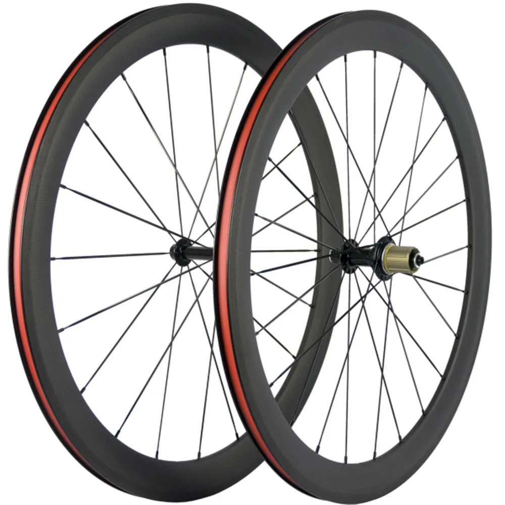 1 Pair New 700c Clincher Carbon Wheels 50mm Matte Road Wheelset With Black spokes Black Hub