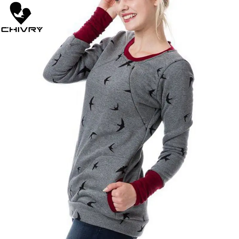 Chivry-Sudadera de maternidad para mujer, ropa de lactancia, sudaderas con capucha para embarazadas, Tops de lactancia, sudadera de embarazo