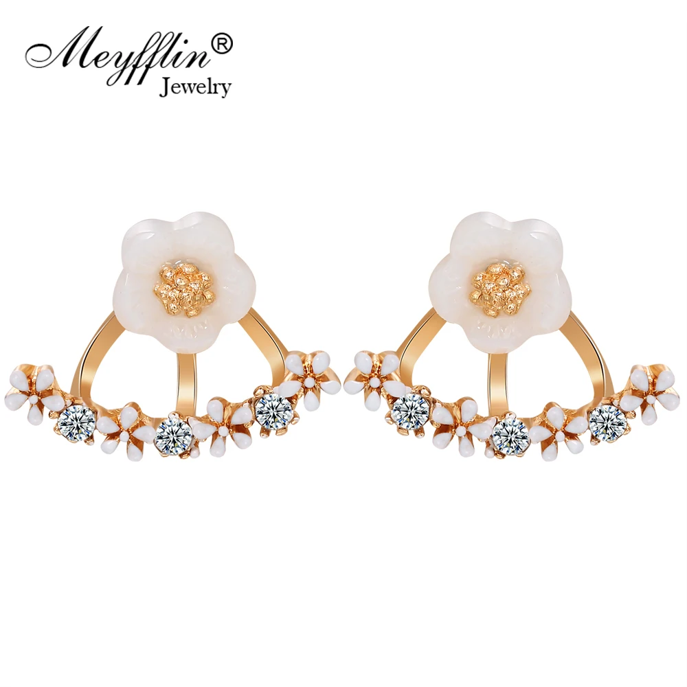 Crystal Stud Earrings for Women Boucle d'oreille Femme 2022 Fashion Flower Gold Color Bijoux Jewelry Brincos Christmas Gifts