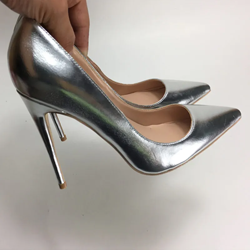 Décolleté Sexy da donna Veowalk argento opaco 8cm 10cm 12cm punta a punta tacchi alti eleganti scarpe da sposa da donna