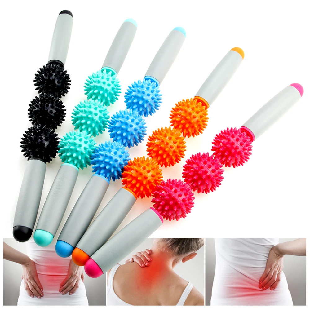 Massage Roller Stick Muscle Body Massage Relax Tool Muscle Roller Sticks With Point Spiky Ball Release Pain Leg ,Neck & Back