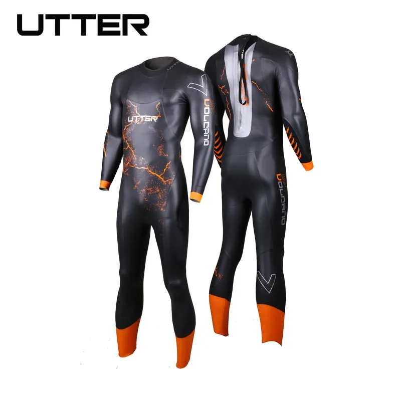 UTTER Volcano Men SCS Triathlon Suit 5MM Yamamoto Neoprene Swimsuit Long Sleeve Surfing Wetsuit Swimming Suits for Swimwear