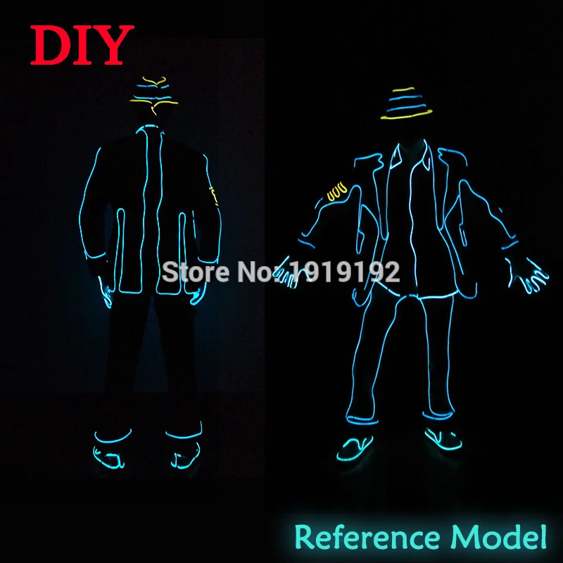 LED Luminous Suit with Gloves and Shoes for Men, EL Clothes, Glowing Costumes, Shoes and Mask, New Fashion