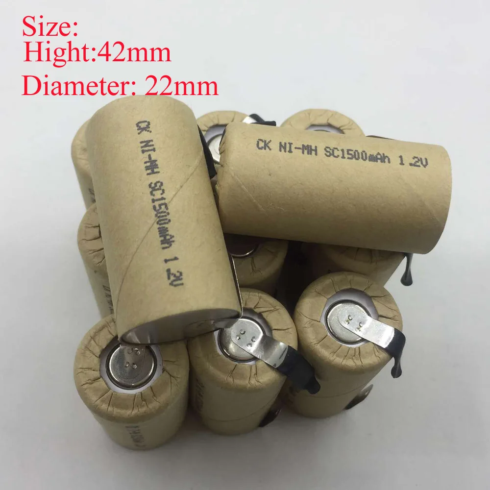 75  SORAVESS 10-20PCS SC1500mAh Ni-Mh Battery 1.2V Ni Mh SC Rechargeable Batteries With Welding Tabs Points For Charging Drill