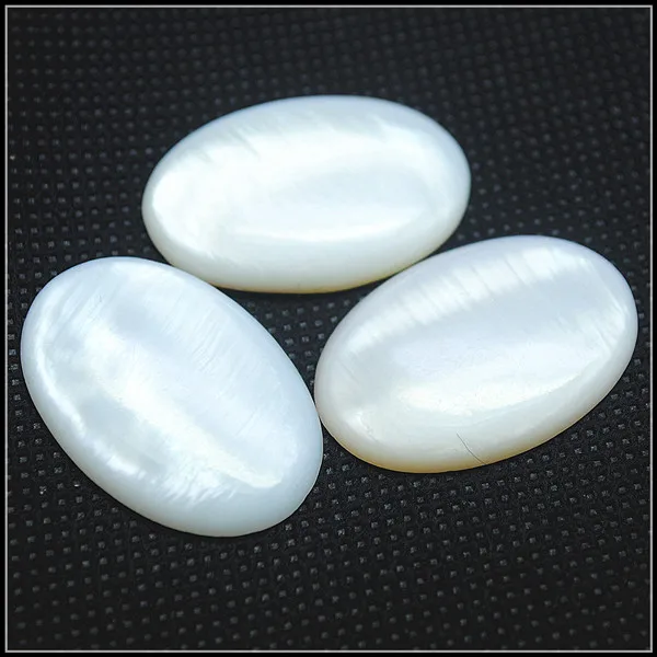 30PCS Wholesale White Mother Of Pearl Cabochons Shell Cabs For Bracelet Making Coin Shape Fingerrings SIZE18X25MM 20X30MM