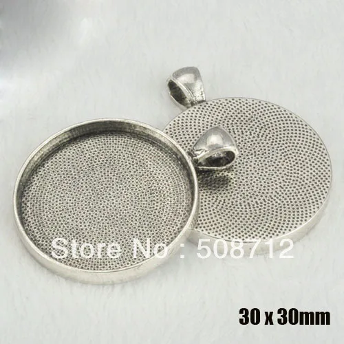 

Free Ship!!!! WHOLESALE 100Pcs 30mm Antique Silver Pendant Trays,Cabochon Settings,Cameo Blanks