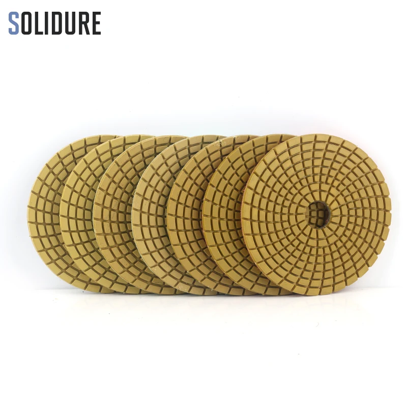 Almofadas de polimento molhado de diamante e espiral, disco flexível de design em mármore, para polir concreto ou granito, 7 cabeças, 100mm