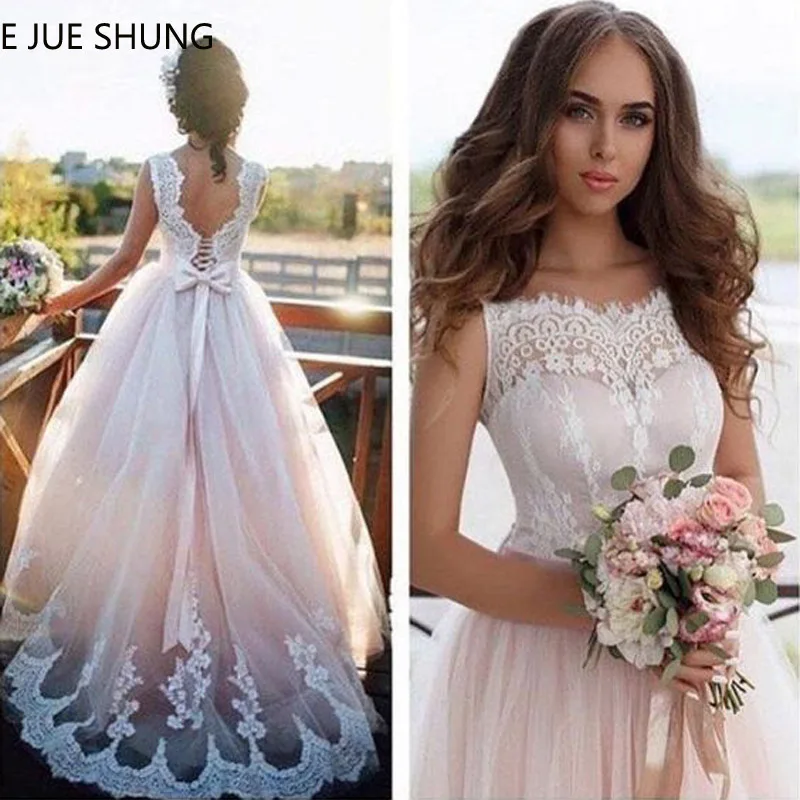 E jue shung laço do vintage sem costas vestidos de casamento verão 2021 boho praia vestidos de noiva robe de mariee vestidos de novia