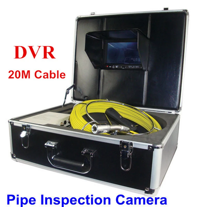 

7 inch DVR monitor 12pcs LED lights 20m cable underwater sewage pipe inspection camera system