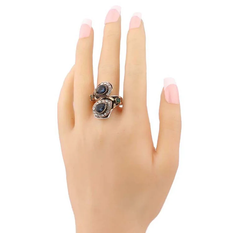 Fashion 2021 New Vintage Big Stone Bohemia Classic Wedding Crystal Rings For WomenTurkish Jewelry Jz248