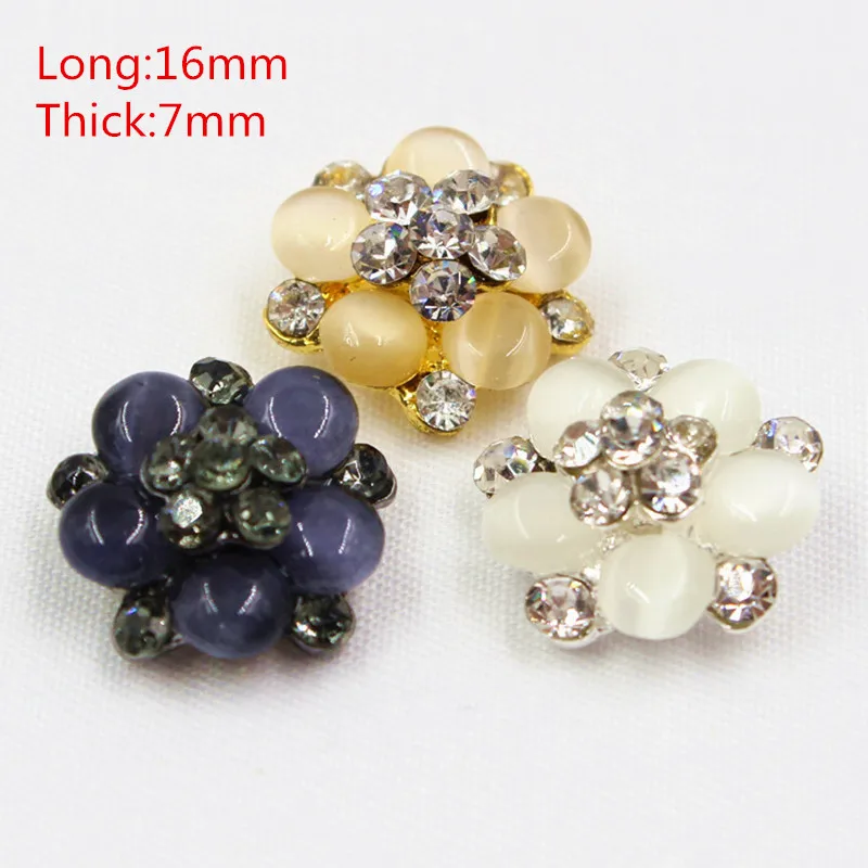 1651811,1pcs 16mm 3color select Rhinestone  inlaid metal buttons flower Clothing accessories Jewelry Accessories diy