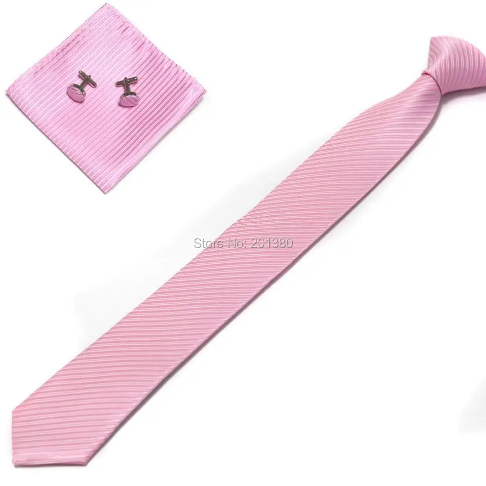 Conjunto de corbata de cuello delgado para hombre, gemelos cuadrados de bolsillo, rayas sólidas, 2018