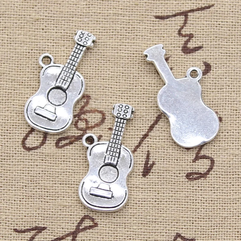 10pcs Charms Music Guitar 25x12mm Antique Making Pendant fit,Vintage Tibetan Silver color,DIY Handmade Jewelry