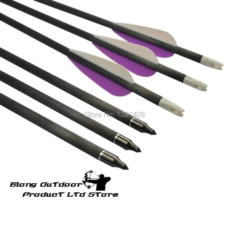 

200Pcs 30" Spine 340 Carbon Hunting Arrows ID6.2mm Fletched Vane Screw 100 Grain Field Point Archery Bow Outdoor