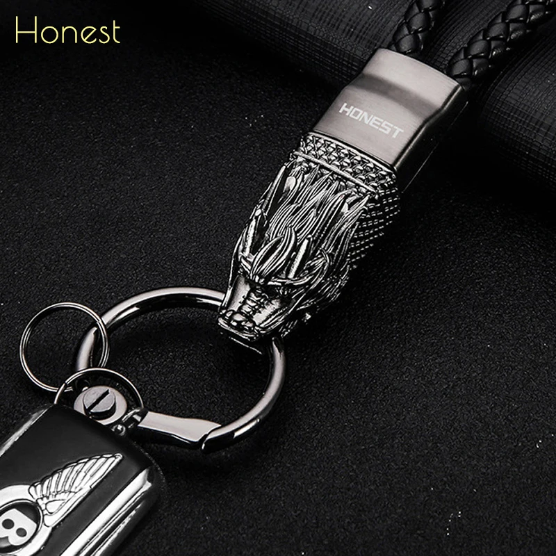 Honest High-Grade Custom Lettering KeyChain Dragon Car Key Chain Jewelry Genuine Leather Rope KeyChains Best Gift Bag Pendant