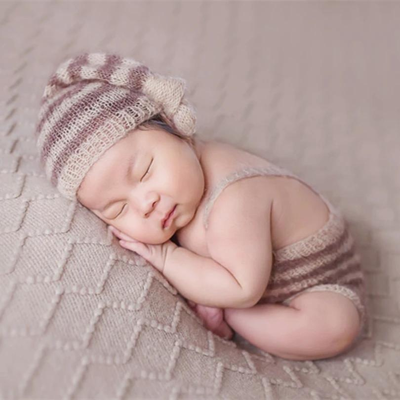 

Handmade Baby Boy Sleeper Bonnet and Romper Baby Oufit Newborn Boy Hat Shower Gift Newborn Bonnet Photography Props