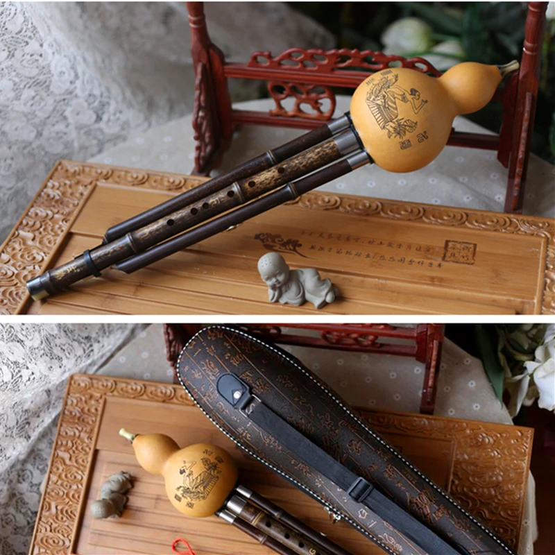 Black Bamboo Hulusi Flute Gourd Flauta Hulusi G  F Key Calabash Flute C bB Folk Instrument Professional Calabash Flauta Hulusi