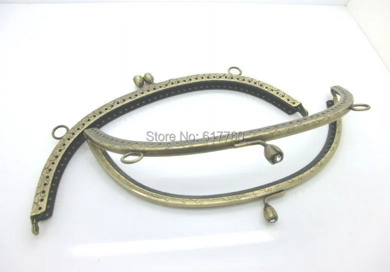 

Metal Frame Kiss Clasp For Purse Bag Antique Bronze Clear Rhinestone Rose Flower Pattern 20.3cm x 9.2cm(8"x3 5/8") J2609