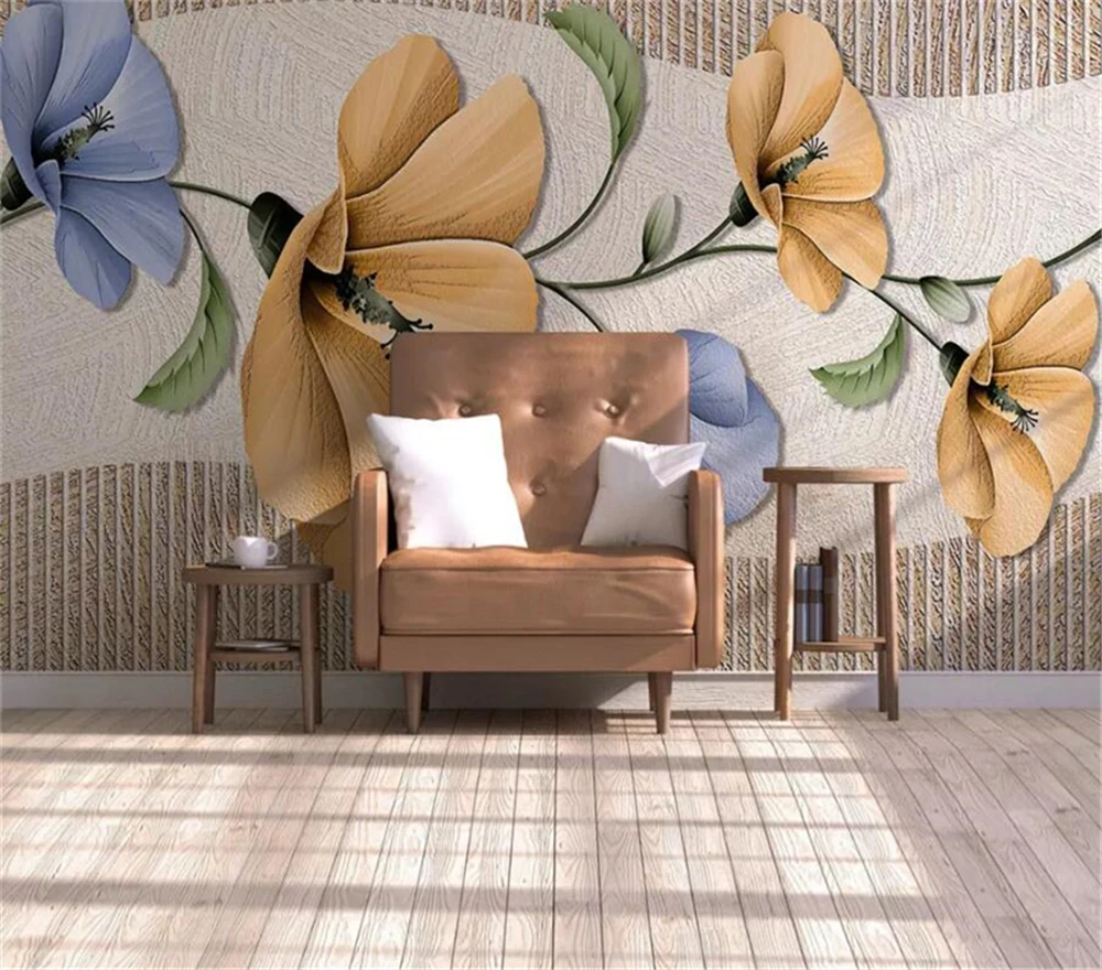 

Decorative wallpaper 3d retro style flower background wall painting