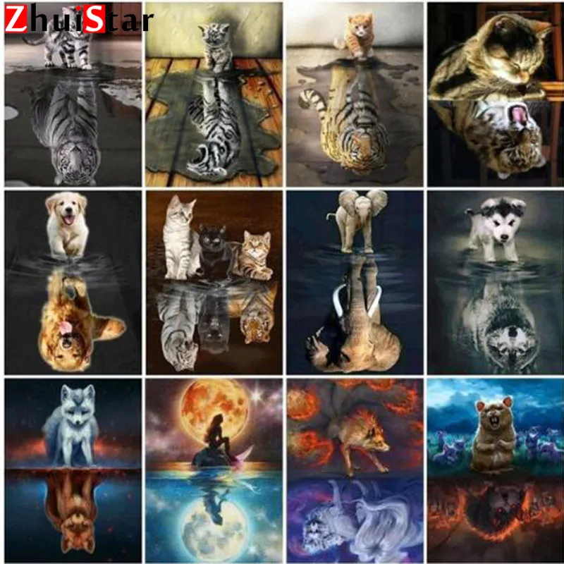 5D DIY waterfall diamond embroidery set sale animal diamond painting full square mosaic animal picture rhinestone home decorXY1