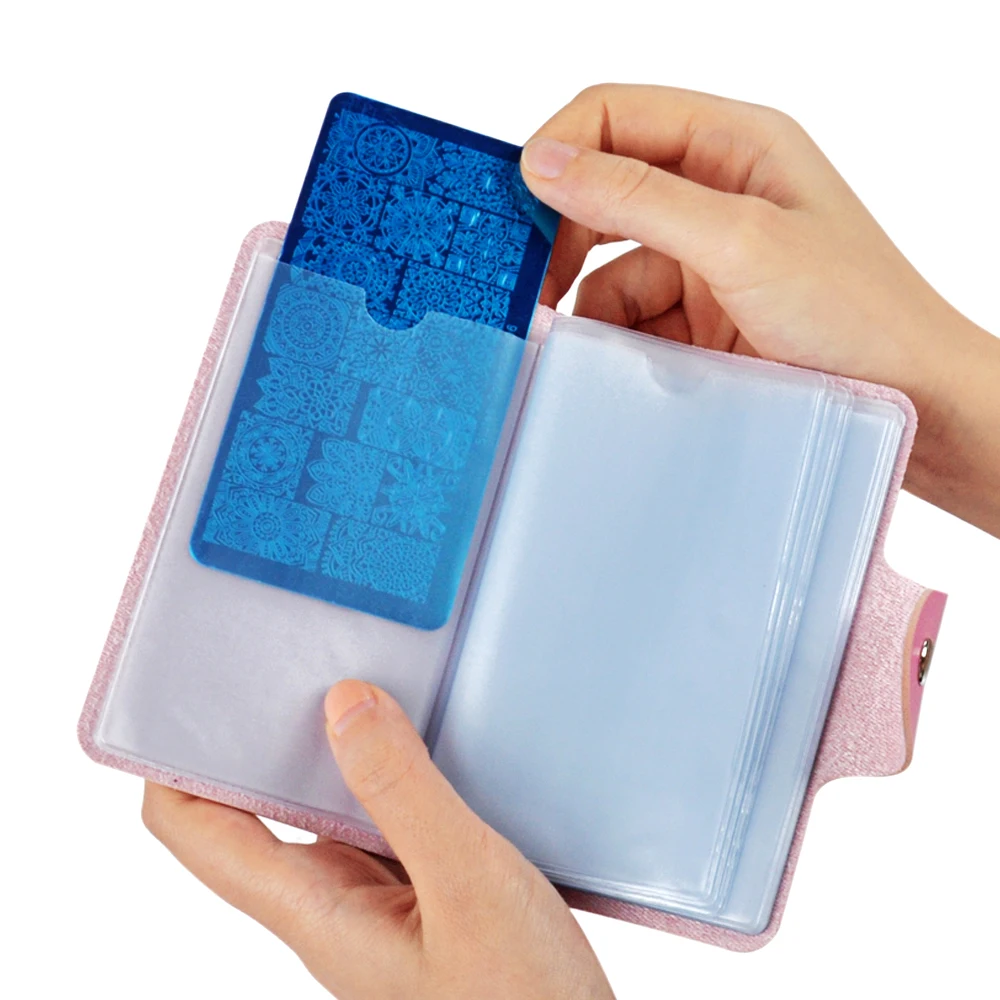 Biutee 24 Slots Nail Art Stamp Plate Stamping Plates Holder Storage Bag  Durable PU Leather Cases Stamping Template Storage