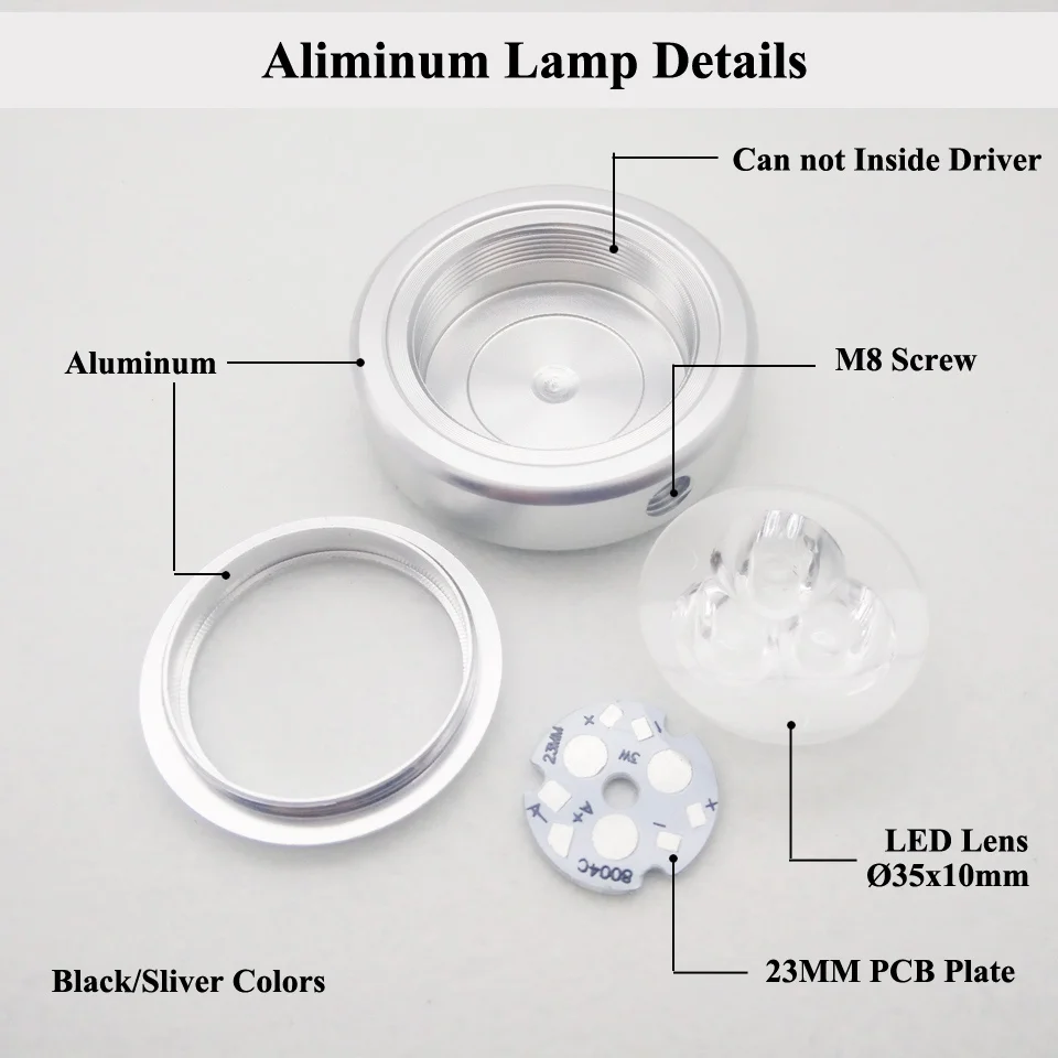 2pcs  3W Dia54x21mm LED Alumimun Desk Lamp Head Kits lights mount Base lamp shell/LED Bulb Case+heat sink PCB+Lens