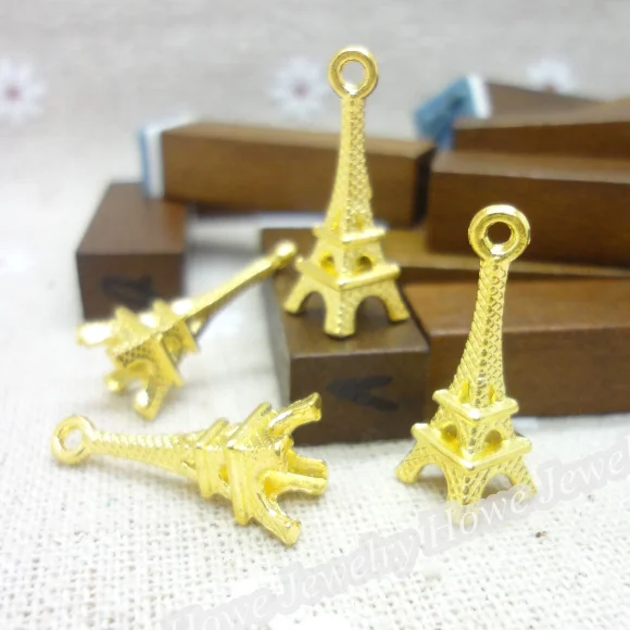 

Wholesale 75 PCS Vintage Charms Eiffel Tower Pendant Gold-color Fit Bracelets Necklace DIY Metal Jewelry Making