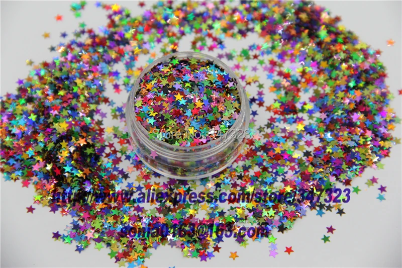 SL3-86 Mix 3 MM Laser Holographic Color Glitter STAR shape Glitter for Nail Art and DIY supplies