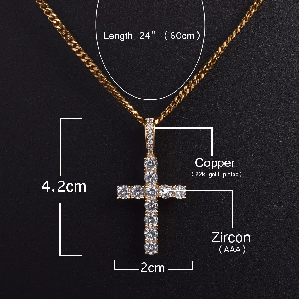 Bubble Letter Ankh Cross Jewelry Set Gold Color Copper Material Men\'s Women\'s  Hip Hop Jewelry Necklace