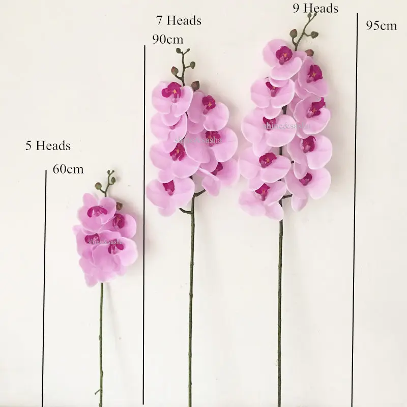 5-Heads/branch Artificial Butterfly orchid Phalaenopsis Silicon Real Touch  Latex Orchidee Wedding High Quality