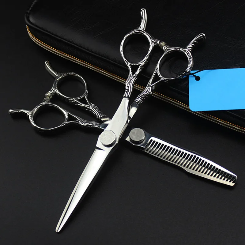 

professional Japan 440c 6 '' Retro Two-tailed hair scissors haircut scissor thinning barber cutting shears hairdresser scissors