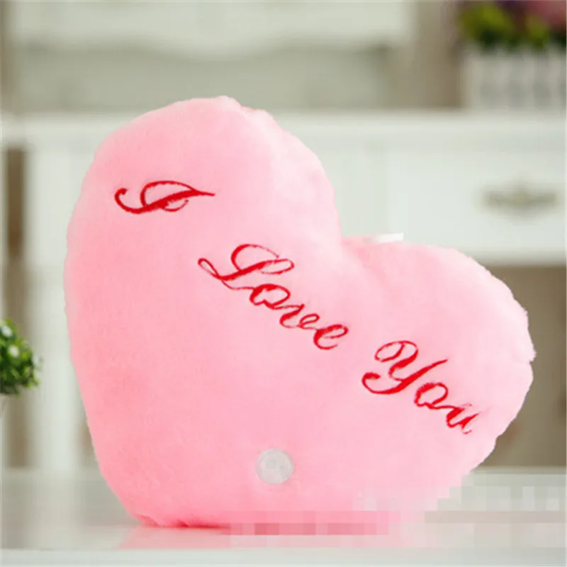 Oreiller en peluche Kawaii pour enfants, changement de document, lumière LED, oreiller mignon, doux, en forme d'amour, beurre, veilleuse, jouets, 36x33cm, 1 pièce