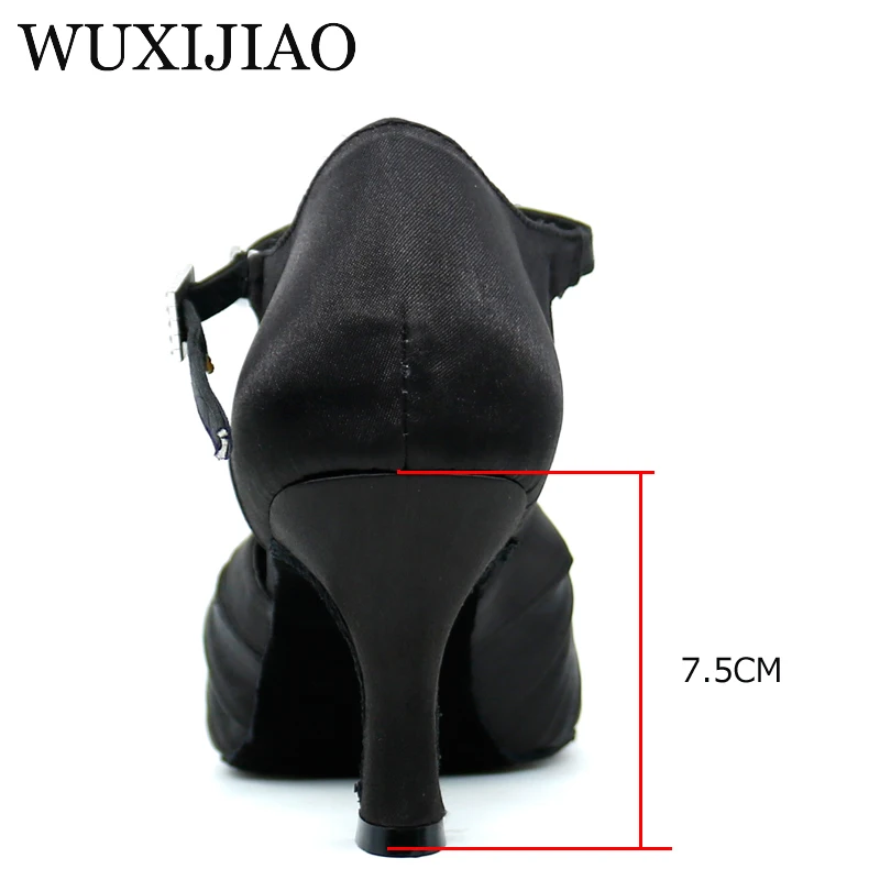 shengzixue women\'s latin dance shoes Rhinestone Size US 4-12 bronze Salsa Satin Shoes For Comfortable 9cm Heel Height Dancing