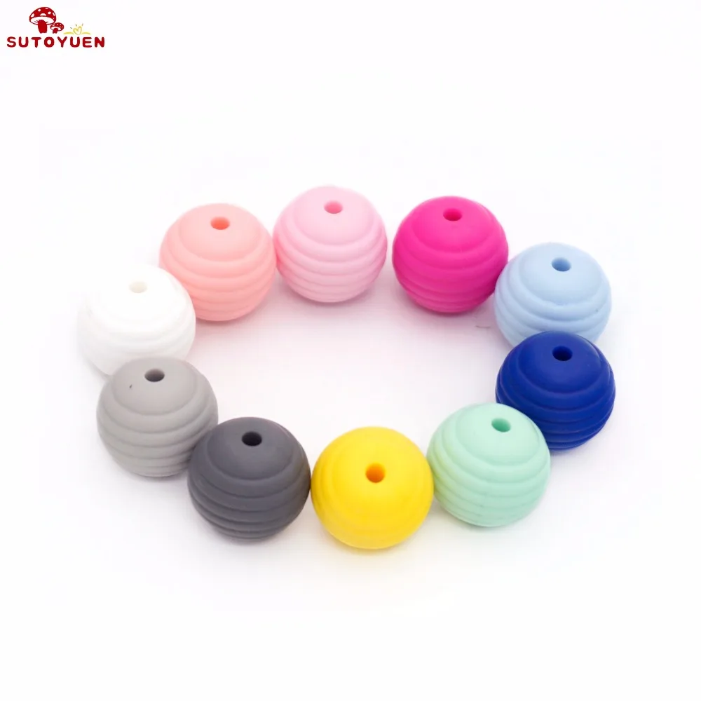 

10pcs 15mm BPA Free Thread Spiral Beads Silicone Chewable DIY Beads Baby Teether Pacifier Teething Necklace Making Accessories