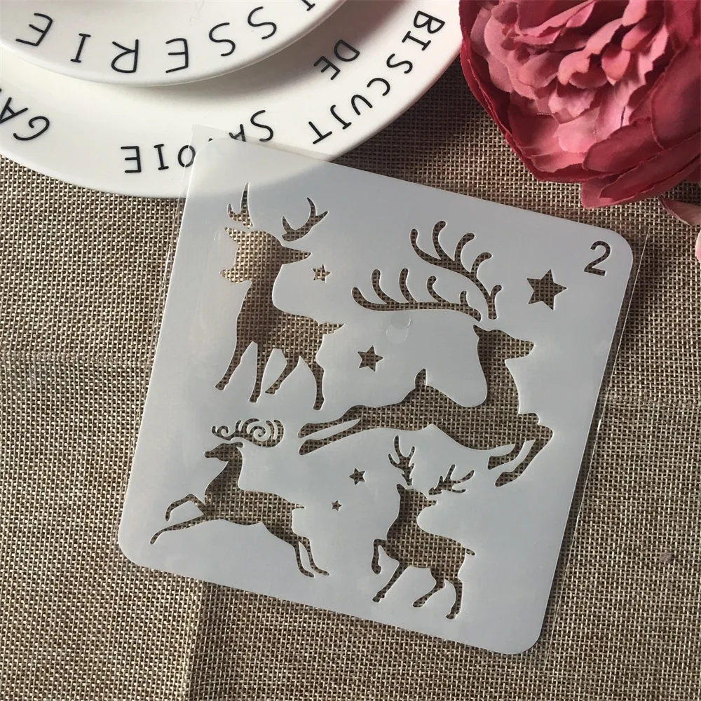 

1Pcs 5inch Christmas Deer DIY Layering Stencils Wall Paint Scrapbook Coloring Embossing Album Decorative Paper Card Template