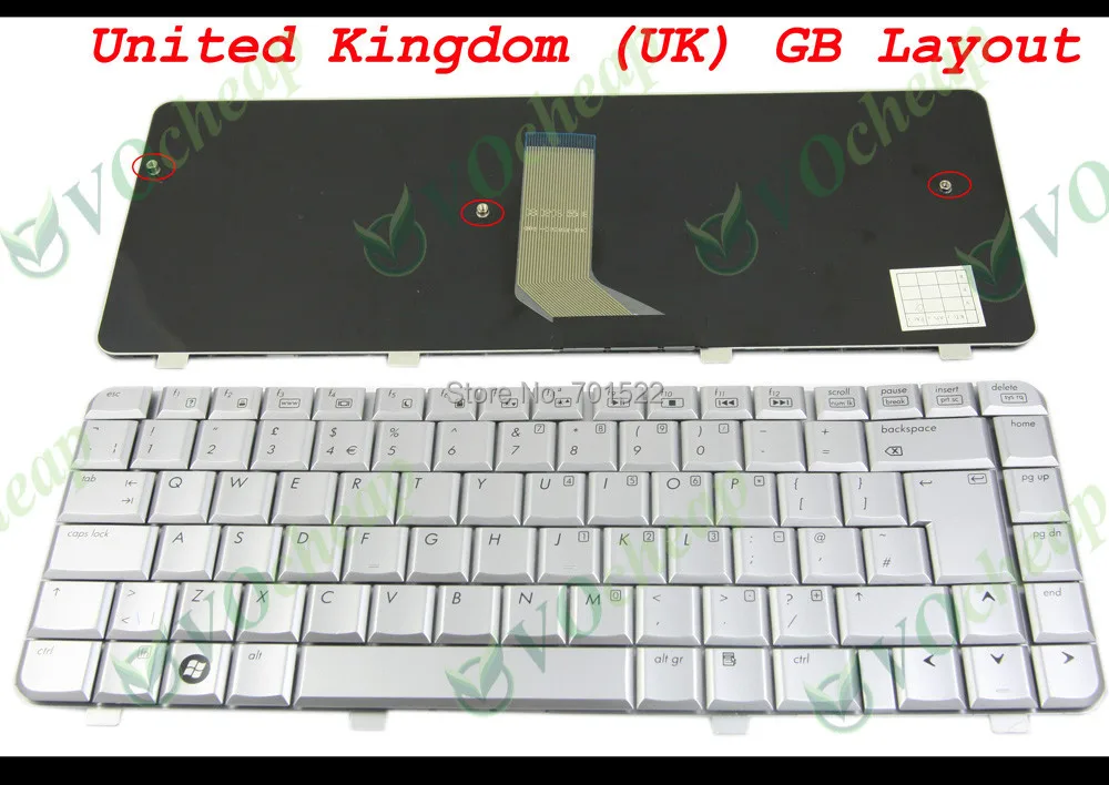 New Notebook Laptop Keyboard for HP Pavilion dv4 dv4-1000 -1500 -1600 DV4-1413TX DV4t dv4-2000 Silver UK GB Version - NSK-H570U