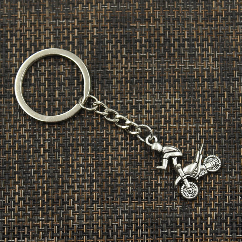 Fashion 30mm Key Ring Metal Key Chain Keychain Jewelry Antique Silver Color Plated Motorcycle Motorcross 29x23mm Pendant