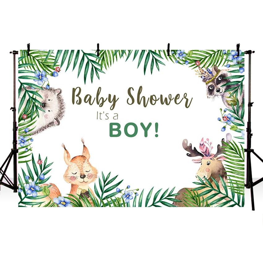 Background for Photo Studio Jungle Forest Animals Boy Birthday Party Cartoon Colorful Scale for Children Backdrop Photocall Prop